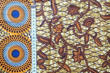 Preview: ORANGE CIRCLE JUNGLE Waxprint Stoff